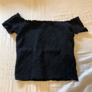 Black Off-Shoulder Garage Crop Top
